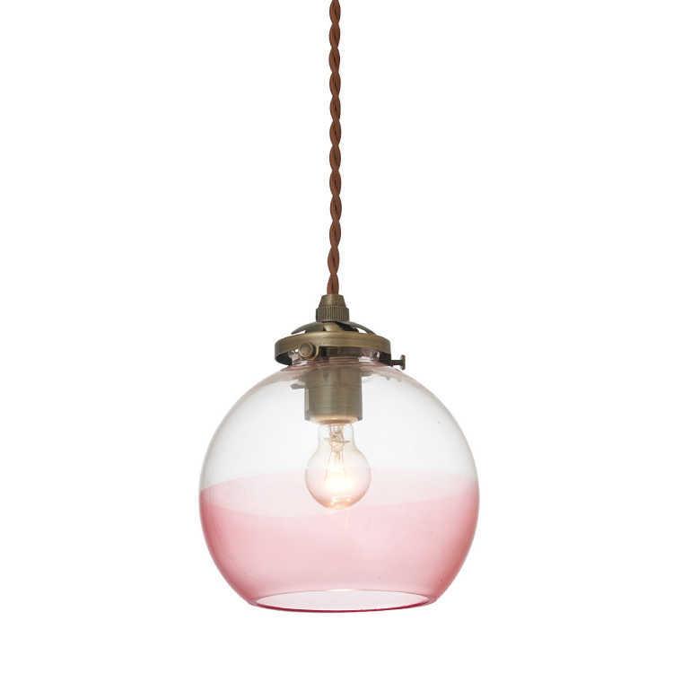 ペンダントライト ピンク クリアー 丸 ガラス製 かわいい アンティーク
