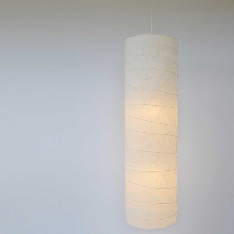 ペンダントライト 和風 ロング 円柱 吹抜け用 2灯 揉み和紙 階段 廊下