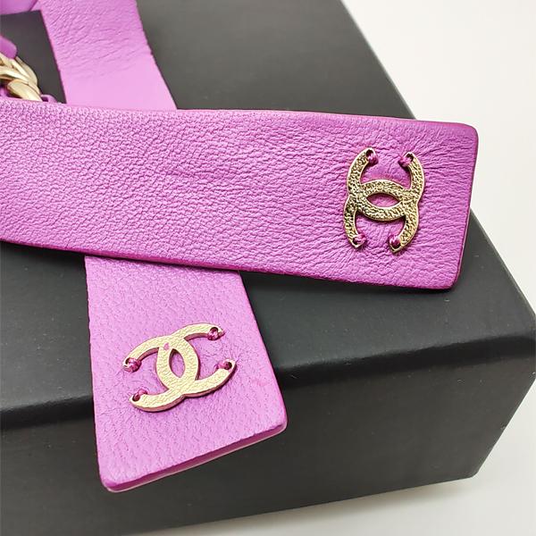 CHANEL（シャネル） 新品 リボンベルト ココマーク ピンク カーフ