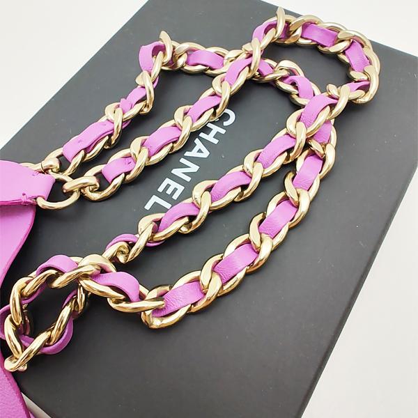 CHANEL（シャネル） 新品 リボンベルト ココマーク ピンク カーフ