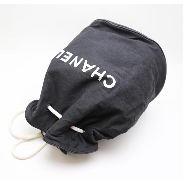 中古品 シャネル 巾着 ショルダーバッグ ブラック コットン ノベルティ