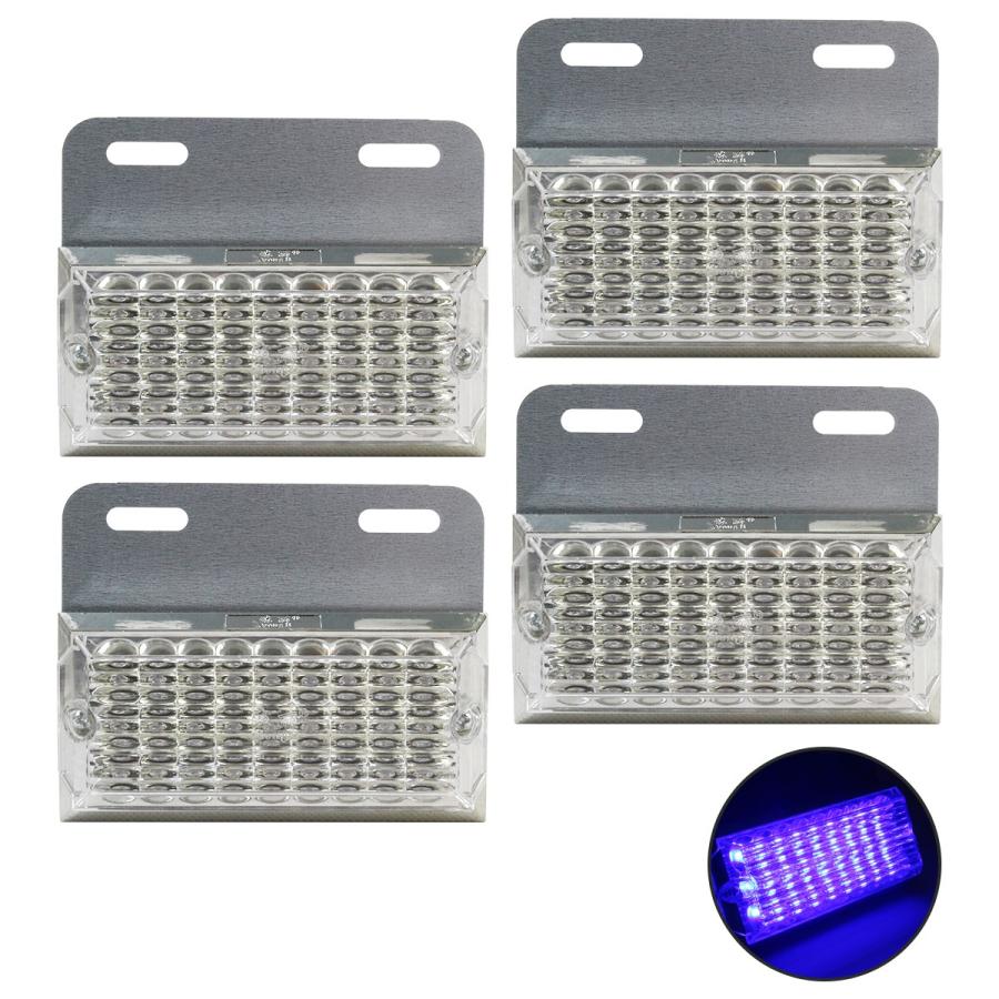 4個 24V』『青/ブルー』角型 27発 LED サイドマーカー ステー付き
