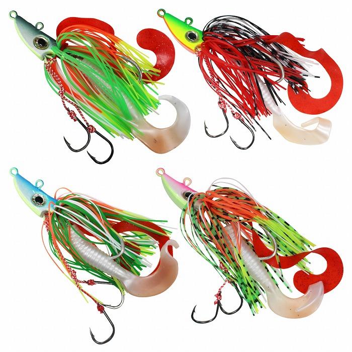 4個セット】蛍光 タイラバ ルアーセット 11cm/110mm 20g ラバージグ