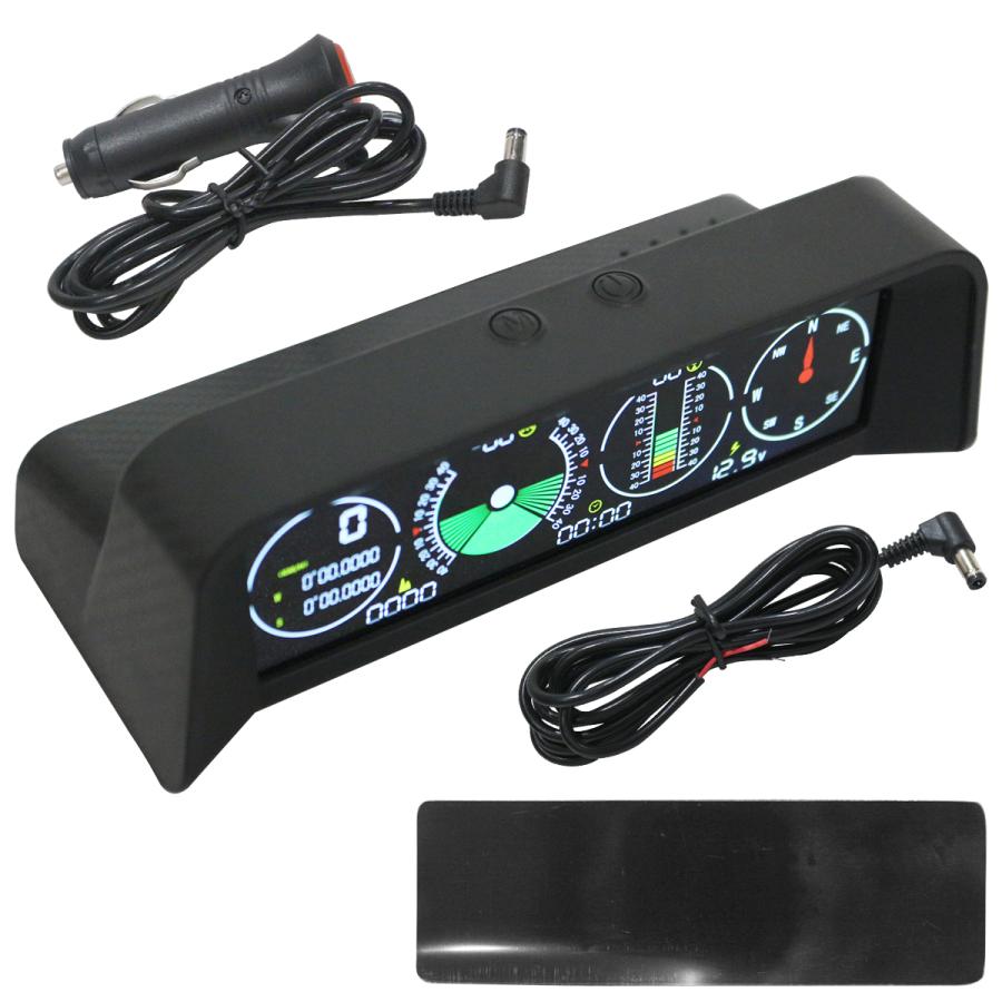 デジタル クリノメーター 傾斜計 前後 左右 スピード 方位 時刻 電圧