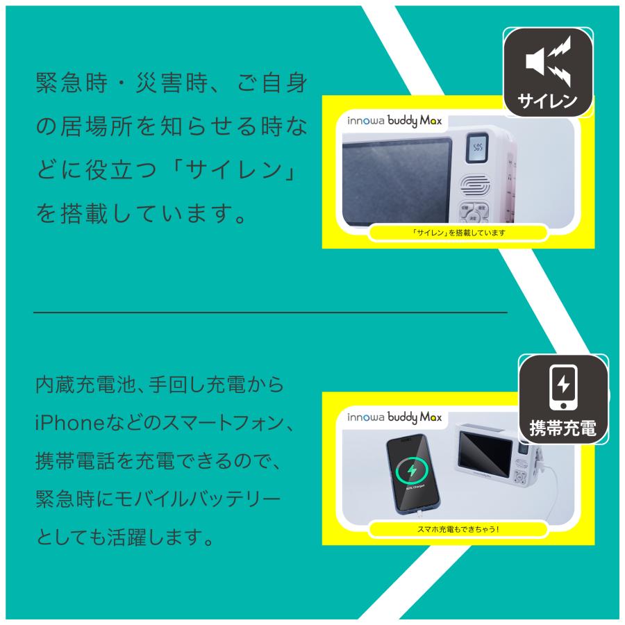 innowa buddy Max 手回し ポータブルテレビ・ラジオ 4WAY電源 ソーラー