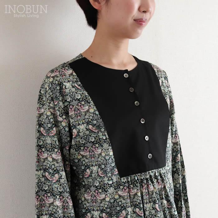 イノブン別注 Michel Beaudouin リバティ ヨーク切り替えブラウス