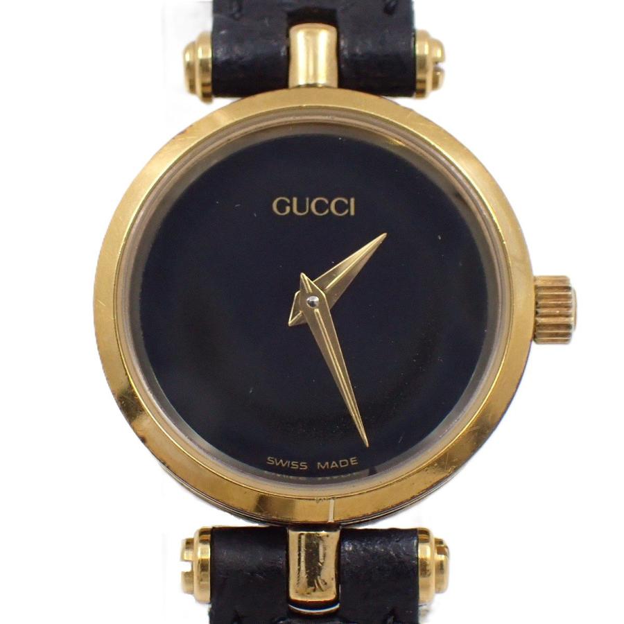 GUCCI（グッチ） ラウンド型 ブラック×ゴールドGPケース クォーツ