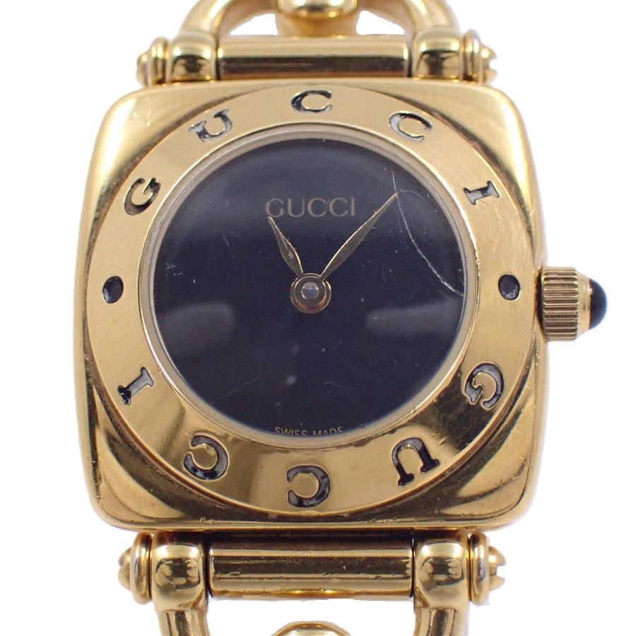 GUCCI（グッチ） 6400L クォーツ レディース 腕時計 ゴールドGP 黒文字
