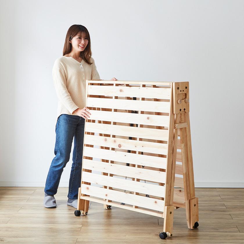 中居木工 折りたたみベッド すのこ シングルロータイプ 檜ベッド