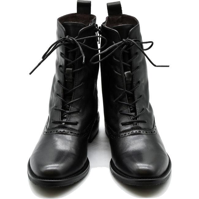 あしながおじさん ブーツ レディース 厚底 ブラック 黒 レースアップ