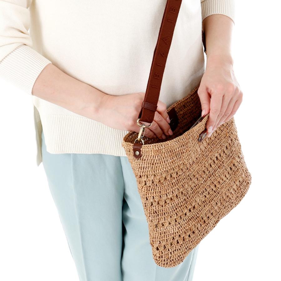 イビサ公式 ラフィアバッグ セミショルダー かごバッグ 斜めがけ
