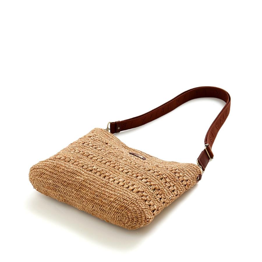 イビサ公式 ラフィアバッグ セミショルダー かごバッグ 斜めがけ