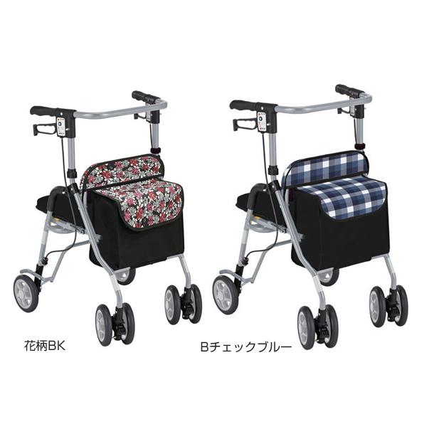 島製作所 シンフォニーSP／花柄BK（島製作所）歩行車コンパクトタイプ