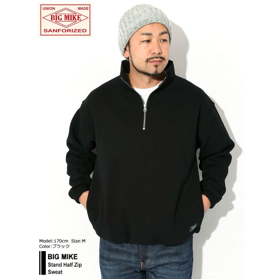 BIG MIKE（ビッグマイク） トレーナー メンズ スタンド ハーフ ジップ