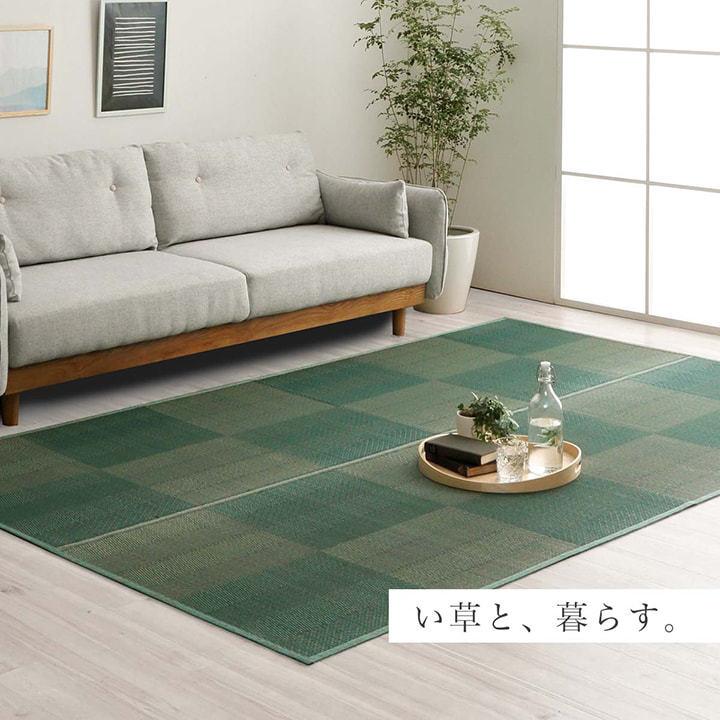 イケヒコ い草カーペット 花ござ ルネ 江戸間 6畳 い草ラグ おしゃれ