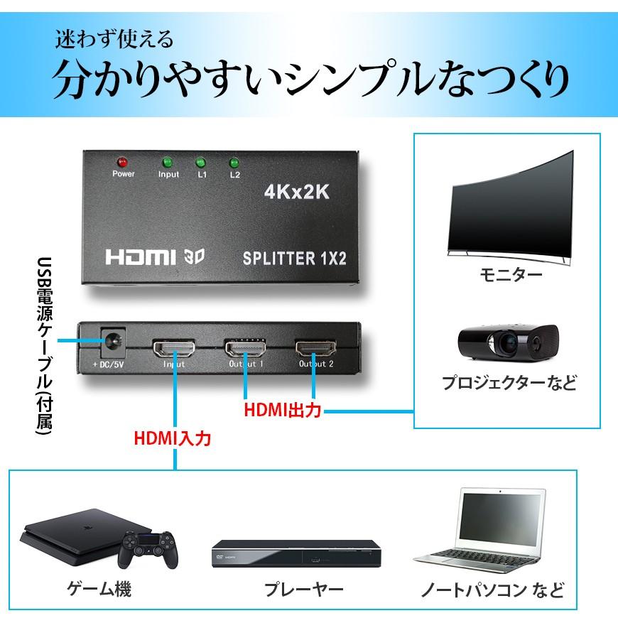 HDMI 映像 分配器 スプリッター 4K プレステ4 や プロジェクター に