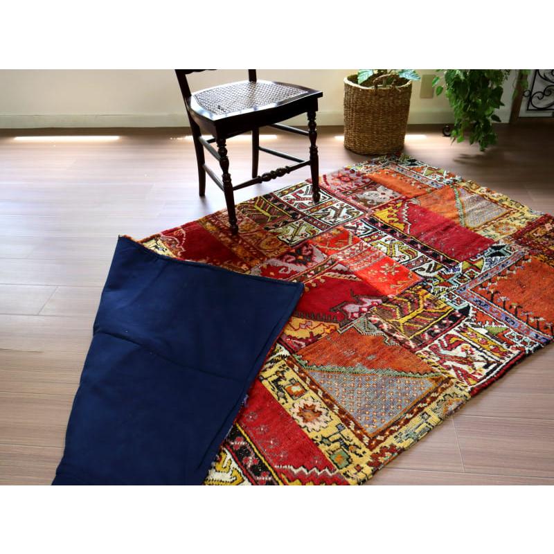 パッチワークラグ トルコ手織り絨毯 216x120cm アナトリアの