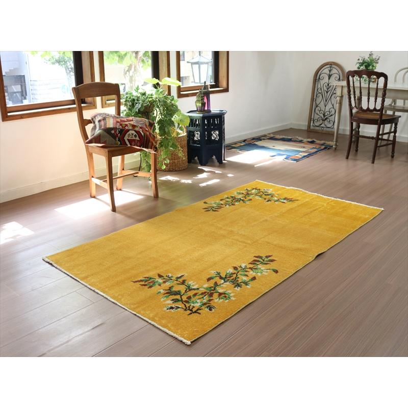 ヴィンテージ オーバーダイドラグ マスタードイエロー トルコ手織り