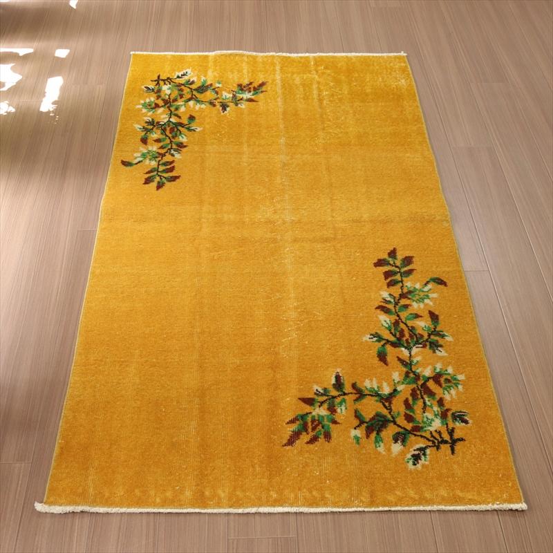 ヴィンテージ オーバーダイドラグ マスタードイエロー トルコ手織り