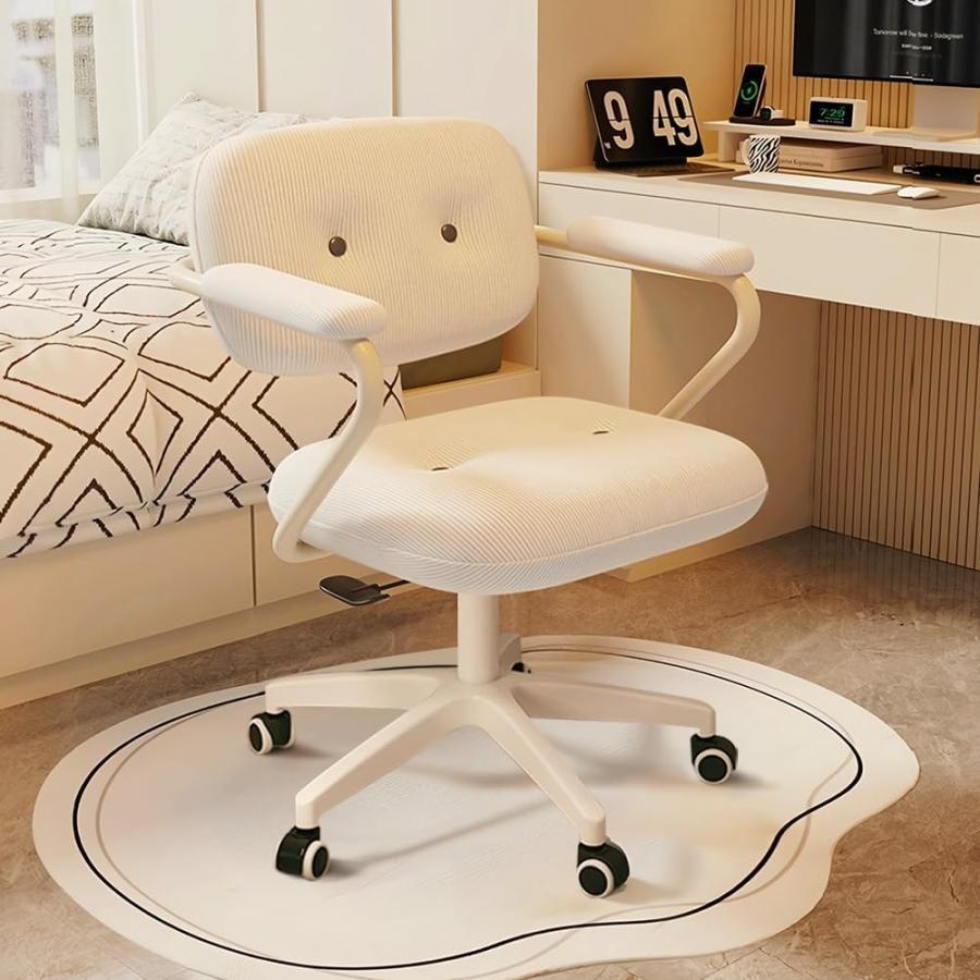 オフィスチェア デスクチェア 可愛い ホワイト 人間工学 座面昇降 360