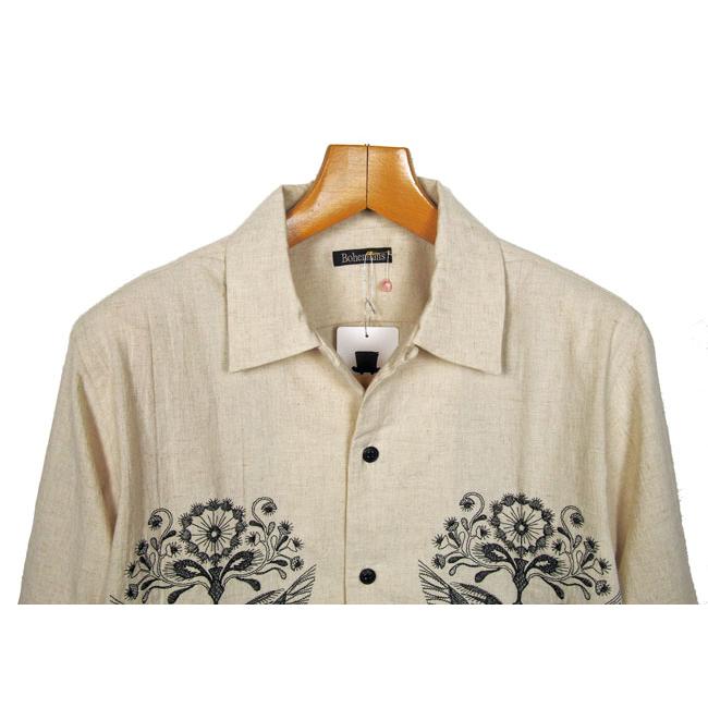 BOHEMIANS レーヨン シャツ 鳥 花 サイズ2