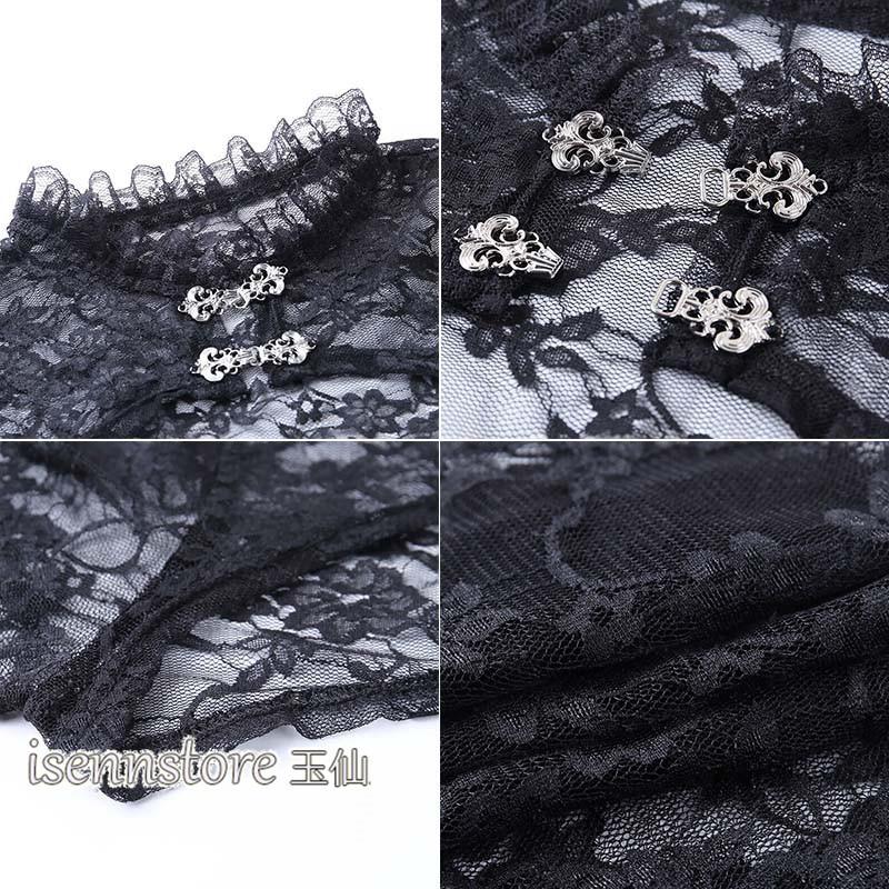 レース ボレロ 長袖 クロップドトップ 刺繍 花柄 フリル シアー 透け