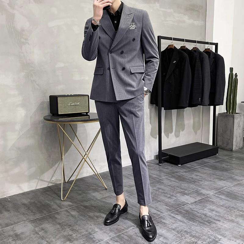 スーツ メンズ ビジネス ダブルスーツ ピンストライプ フォーマル 礼服