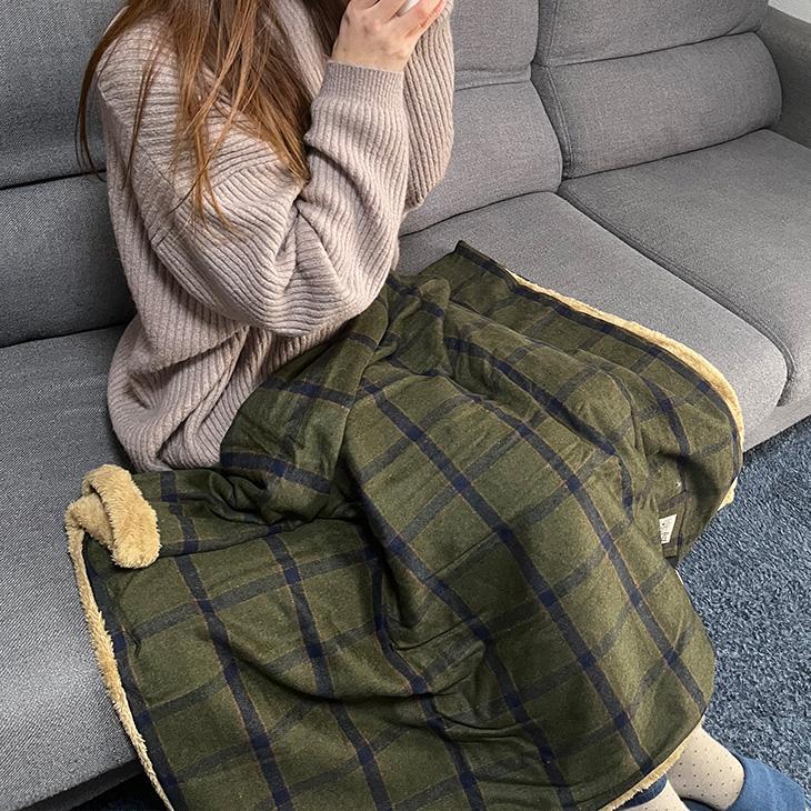ブランケット 丸める チェック柄 ひざ掛け あったか 冷房対策 毛布
