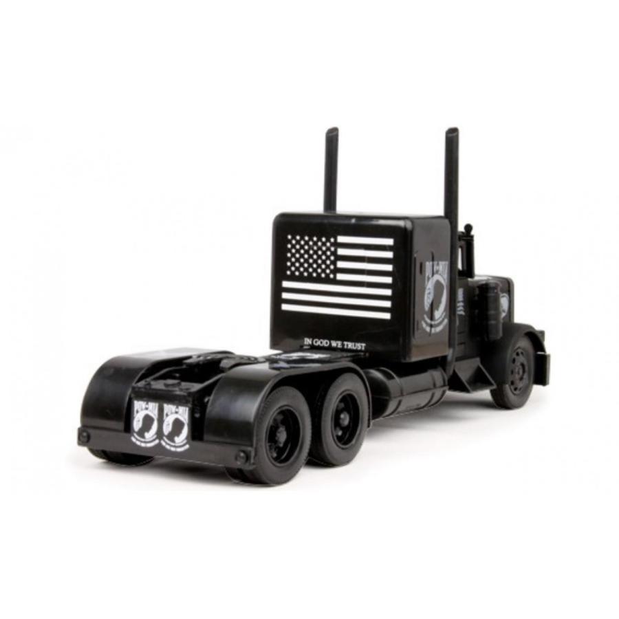 巨大全長約30cm ミニカー NEWRAY トレーラートラック 黒 Peterbilt