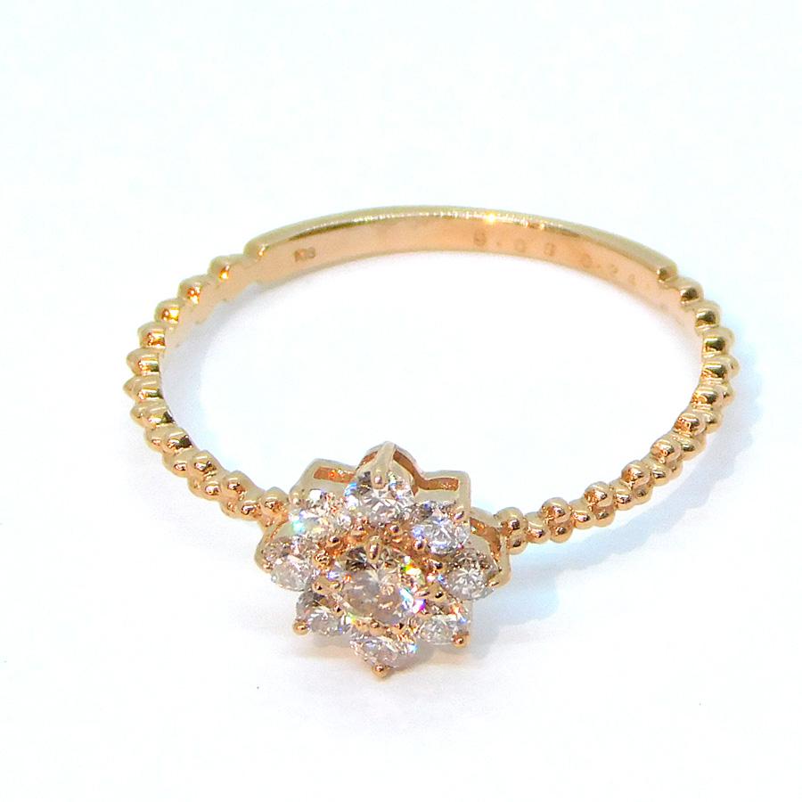 K18 PG ピンクゴールド ダイヤモンド リング 0.24 0.09ct H&C ハート