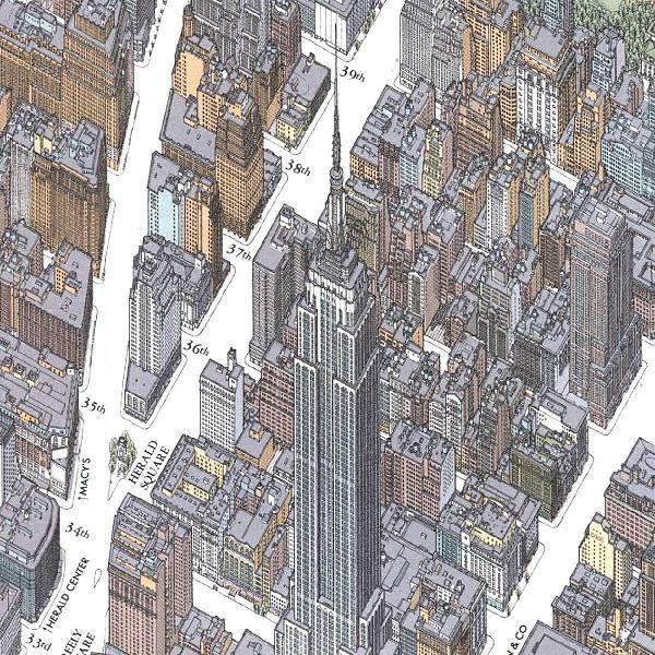 鳥瞰図 バーズアイマップ BIRDS EYE VIEW NEW YORK MIDTOWN MANHATTAN