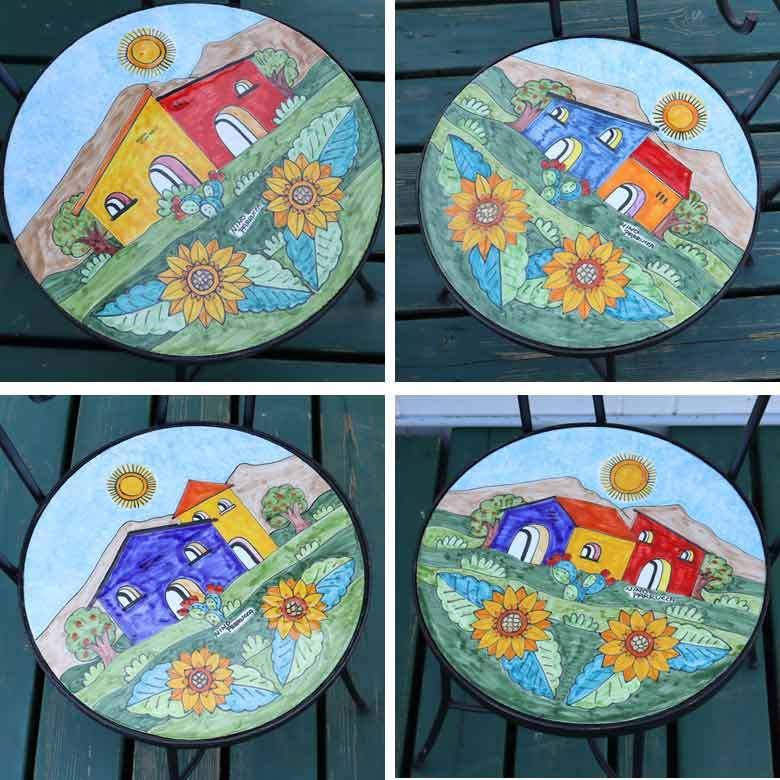 イタリア テーブルセット 風景 ガーデンテーブル チェア 5点セット