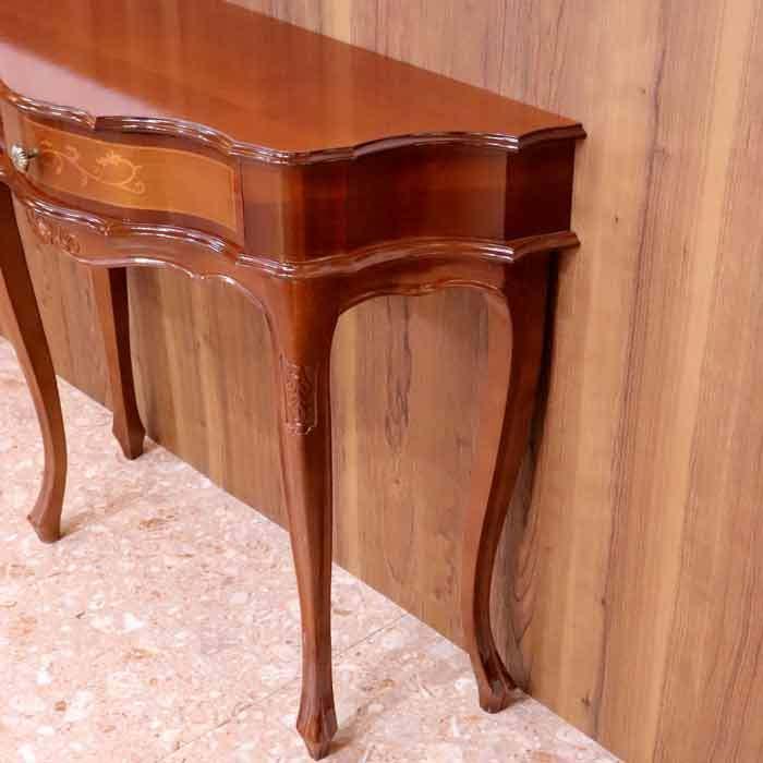 イタリア コンソール 象嵌 88cm猫脚 アンティーク 050 引き出し付き