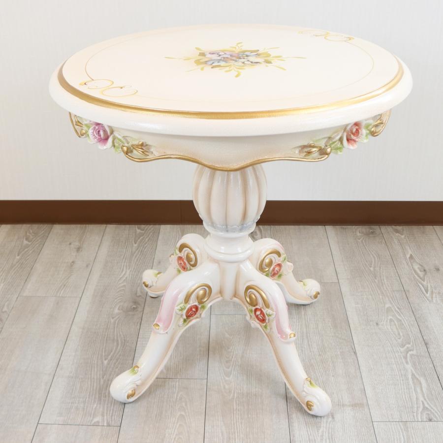 ロココ調 ティーテーブルセット 60cm ラウンドテーブル 3点セット