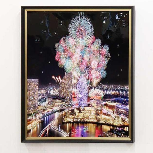 アートフレーム HANABI 花火 キラキラアート 額絵 ゴールドフレーム