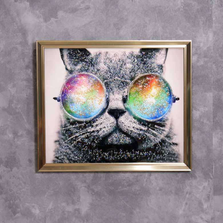 アートフレーム クリスタルピクチャー キャットグラス 猫 ウォールデコ