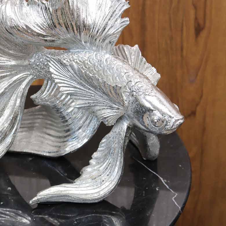 金魚 ショーベタ オブジェ 置物 シルバー オーナメント : インテリア