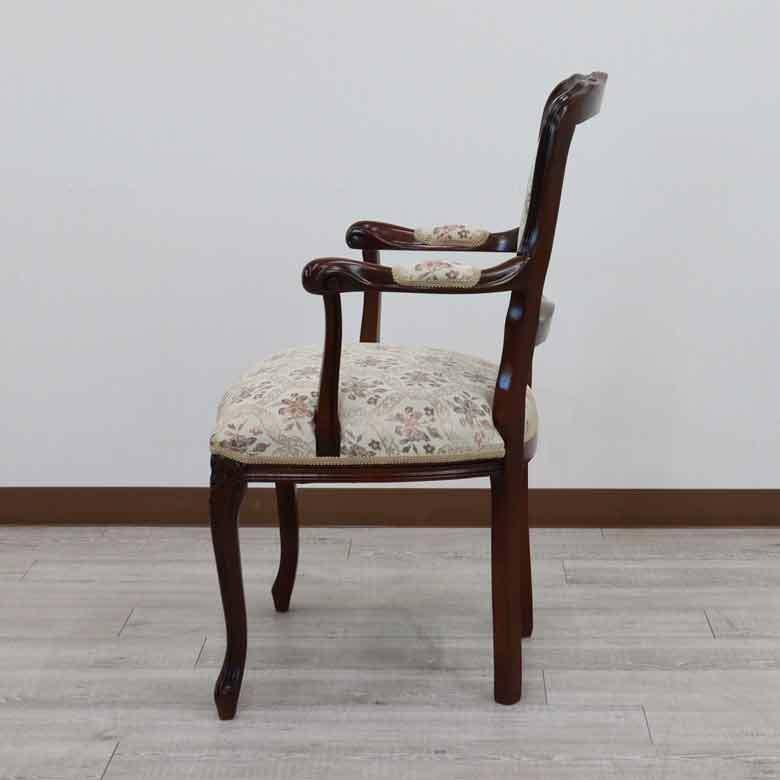 アームチェア イタリア 木製 猫脚 完成品 肘付き ソファー 一人がけ