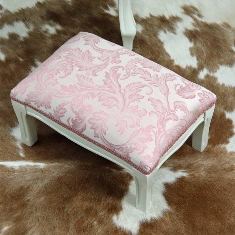 イタリア フットスツール 猫脚 ピンク・アラベスク オットマン 補助