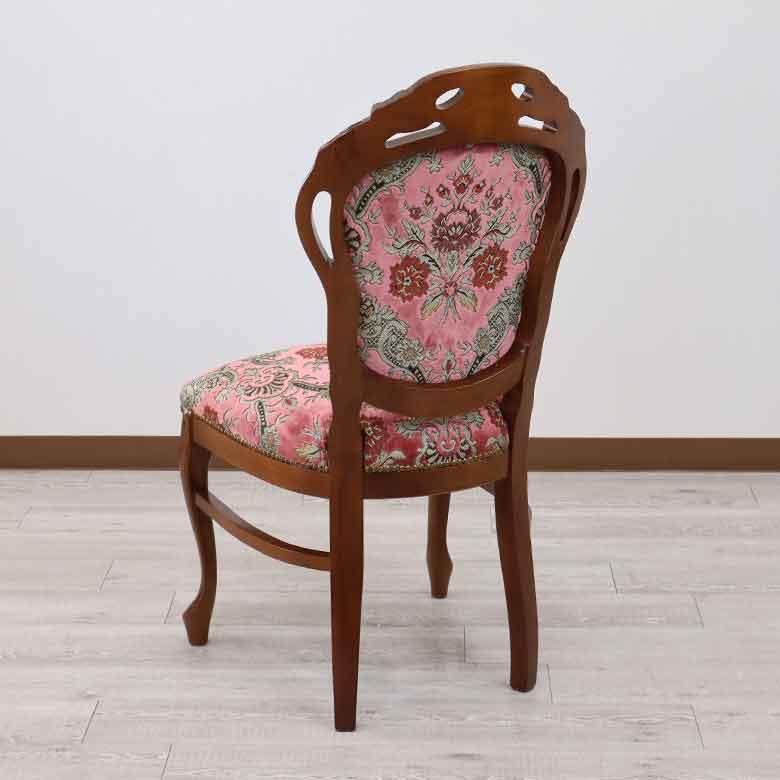 イタリア ダイニングチェア ピンク・金華山 木製 完成品 イス チェア