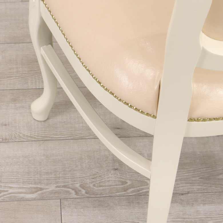 ガレージセール ダイニングチェア パールホワイト/合皮 猫脚 イタリア