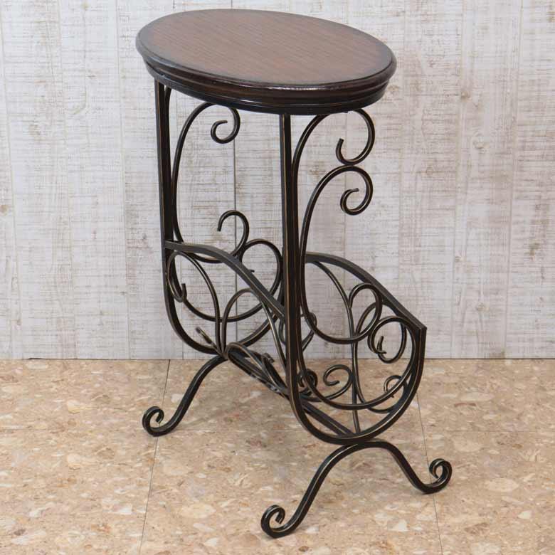 アイアン マガジンラックテーブル アンティーク仕上げ サイドテーブル
