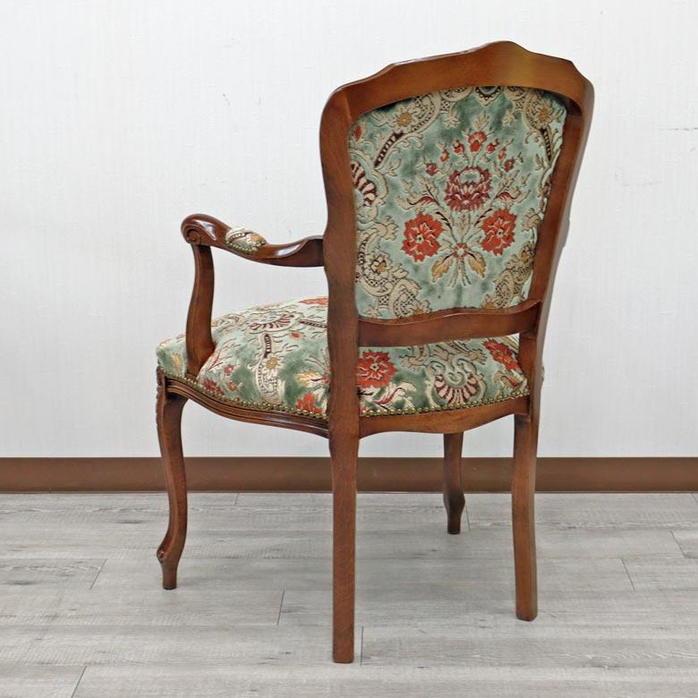 イタリア ダイニングテーブル 3点セット 70cm 円形 象嵌 2人用 アーム