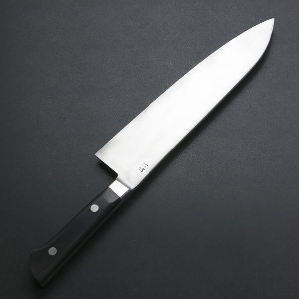 武蔵国光月作 洋出刃包丁 両刃 240mm 全鋼 溶接手仕上げ口金付き