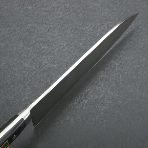 武蔵国光月作 洋出刃包丁 両刃 240mm 全鋼 溶接手仕上げ口金付き