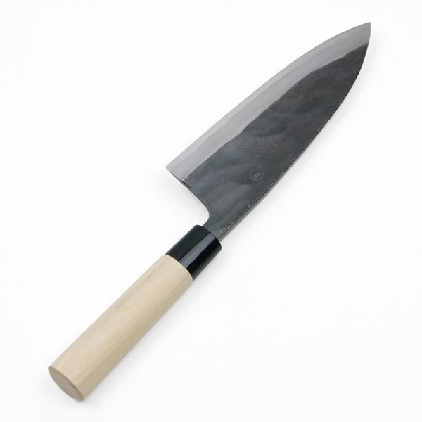 出刃包丁 両刃 180mm 白紙1号 割込み 黒打ち仕上げ 東周作 高級品