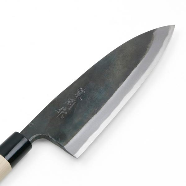 出刃包丁 両刃 180mm 白紙1号 割込み 黒打ち仕上げ 東周作 高級品