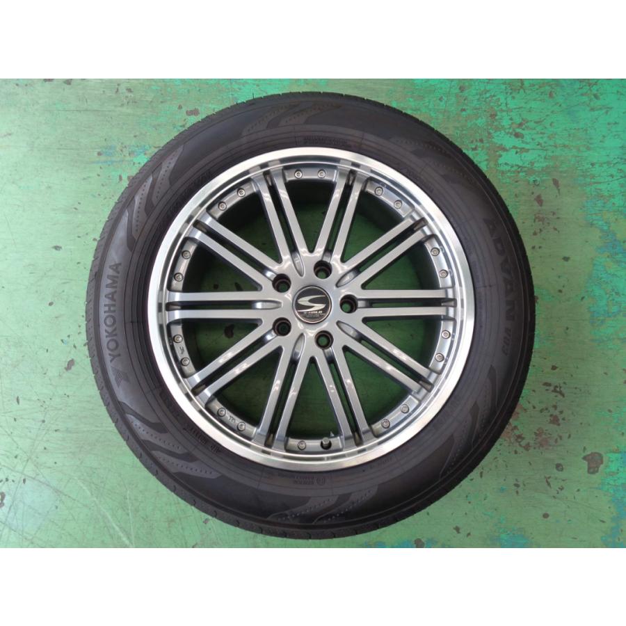 7.5J-18インチ 5H114.3 +42 S-HOLD 225/60R18 ADVAN V03 中古 ホイール
