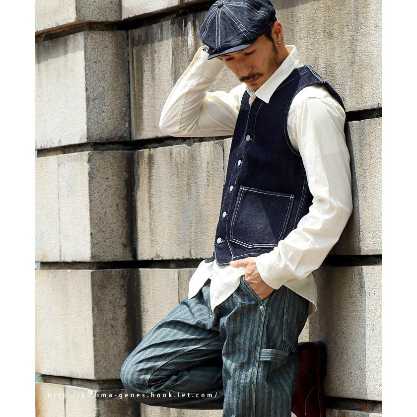 児島ジーンズ 公式通販 21oz デニム＆ヒッコリー ベスト メンズ