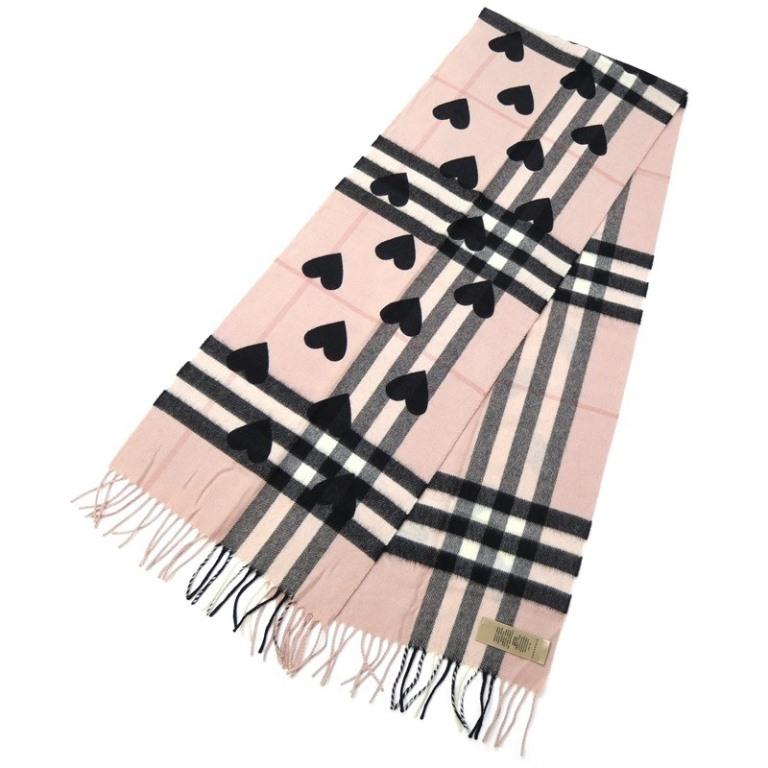 BURBERRY（バーバリー） チェック＆ハート マフラー ピンク カシミヤ